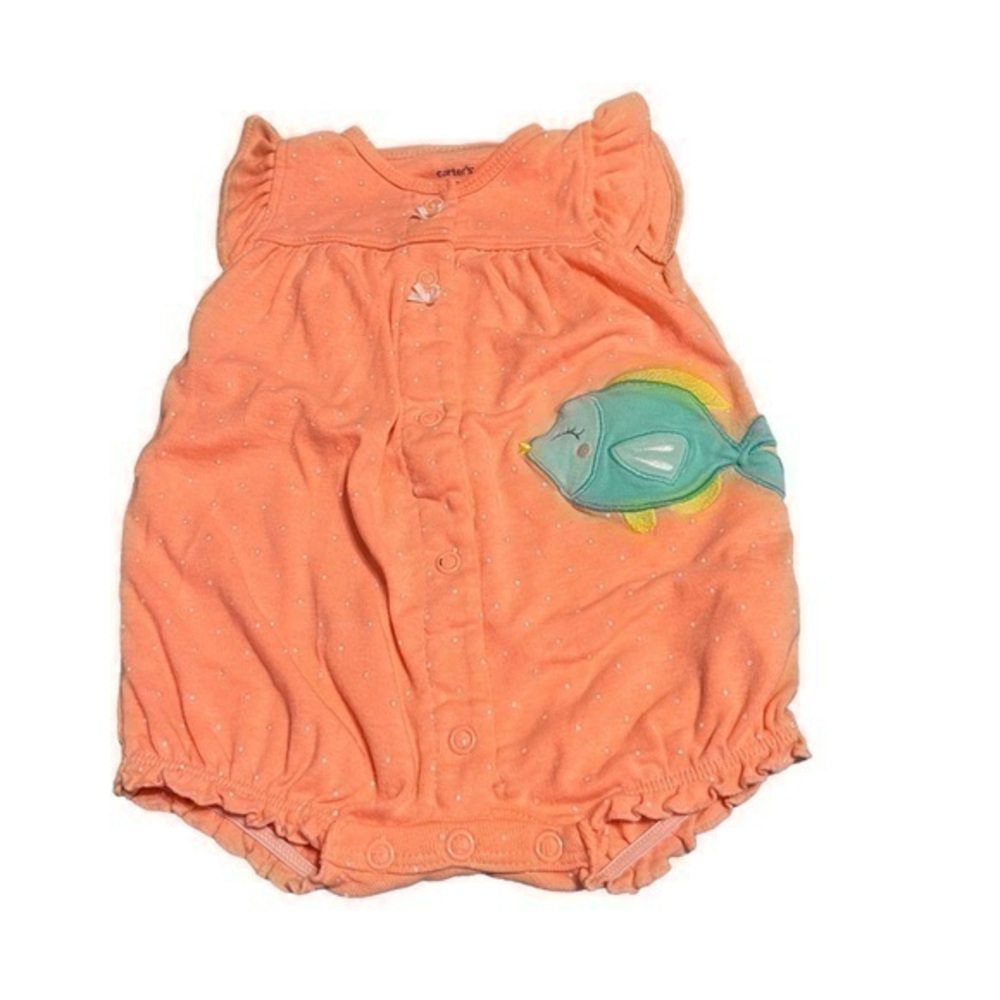 Carters romper bubble Fish Coral 3 months